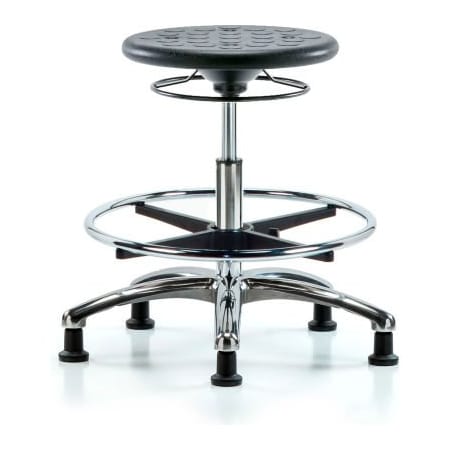 E Com Blue Ridge Ergonomics Cleanroom Stool with Glides and Footring - Medium Bench Height - Black CLR-IPMBSO-CR-CF-RG-BLK